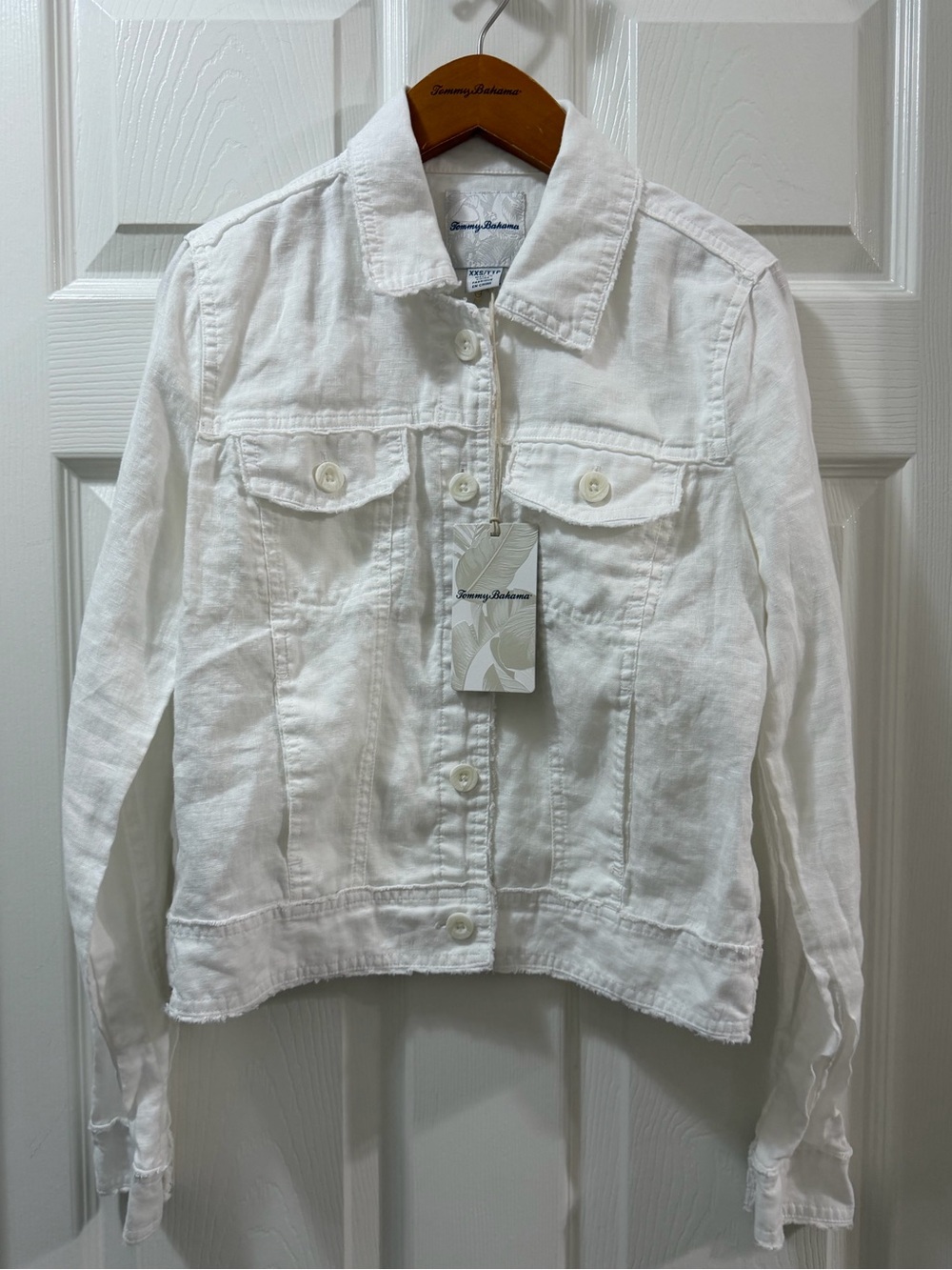 Tommy Bahama Two Palms Linen Jacket XXS Petite White Raw Edge NWT